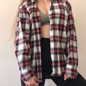 Urban Outfitters Red & White Flannel Button-up